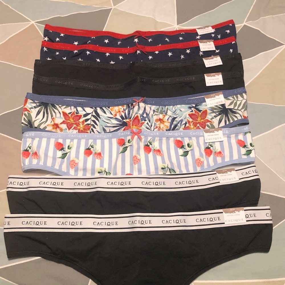 8 pair Cacique Cotton Thong - 22/24 NWT